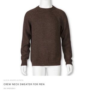 Alicia Adams Alpaca Men's Dark Brown Crewneck Sweater NWOT